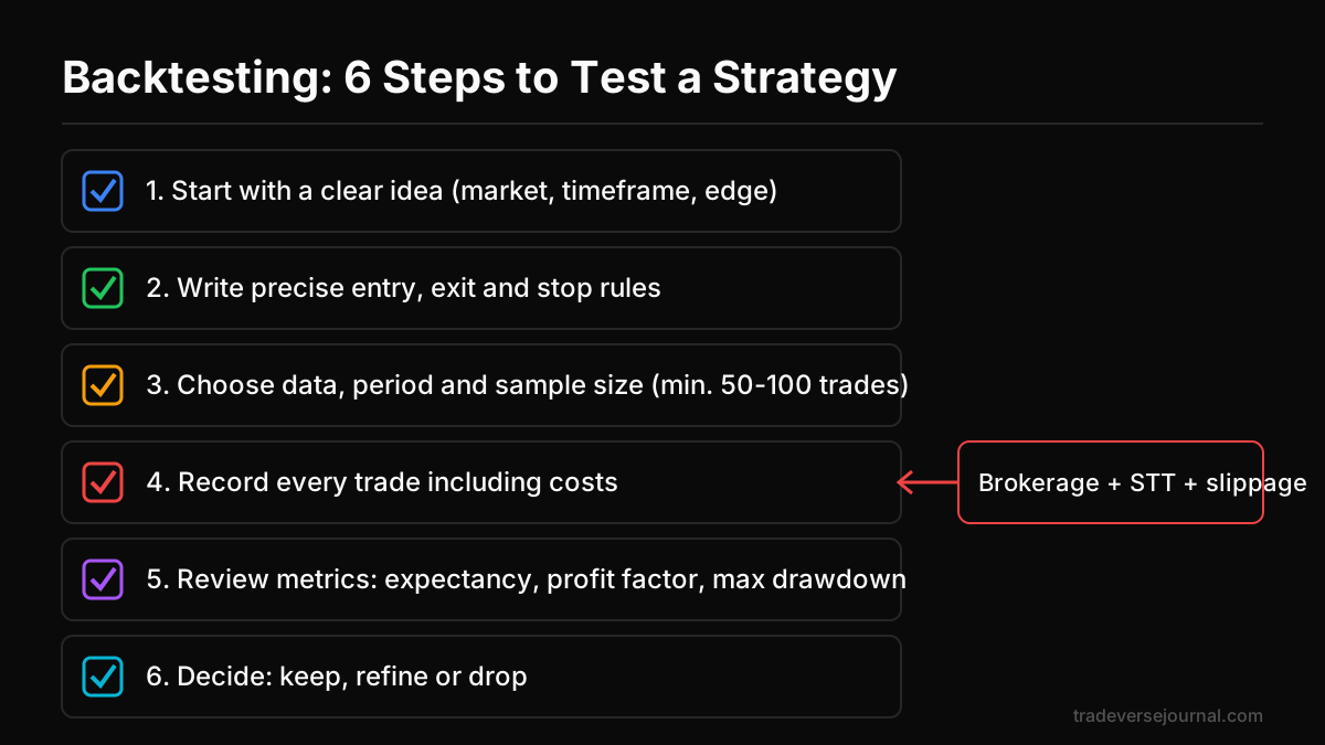 Six-step checklist for testing a trading strategy on historical data